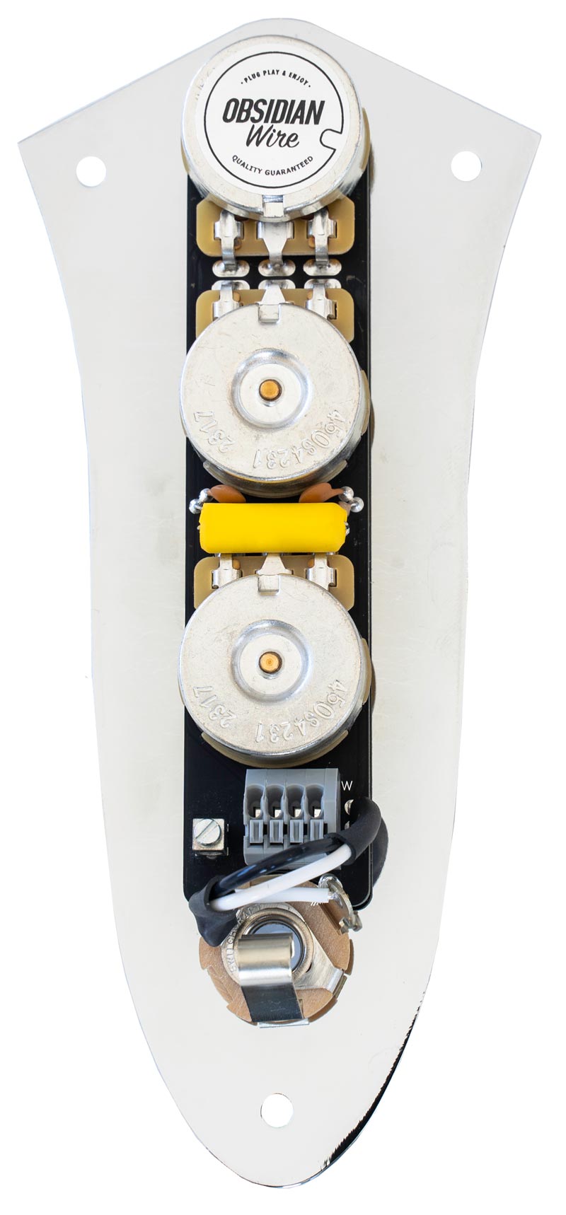 Jazz Bass Loaded Control Plate Chrome | ObsidianWire Solderless