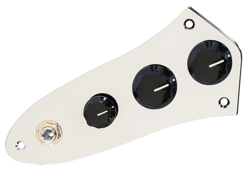 Jazz Bass Loaded Control Plate Chrome | ObsidianWire Solderless